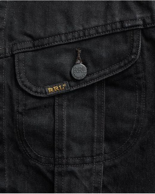 RRL Gedragen Zwart Denim Truckerjack in het Black voor heren