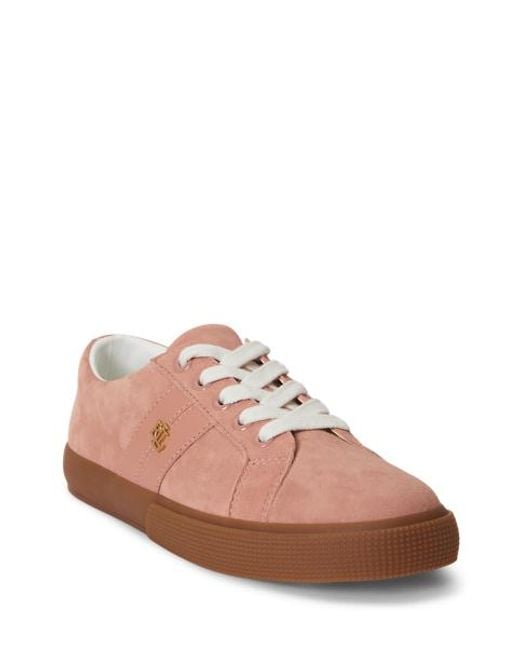 Ralph Lauren Pink Janson Ii Suede & Nappa Leather Trainer