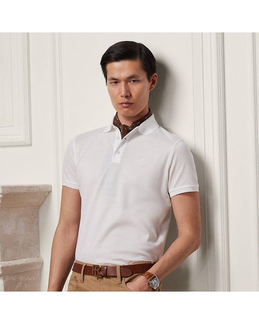 Ralph Lauren Purple Label Ralph Lauren Custom Slim Fit Monogram Polo Shirt  in White for Men | Lyst