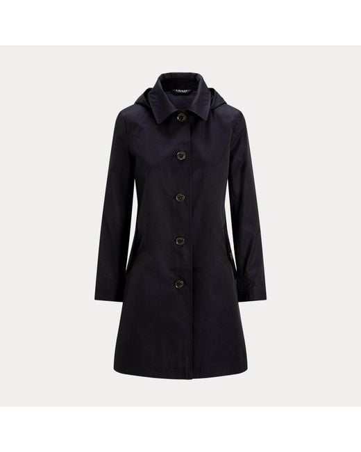 Ralph Lauren Black Hooded Cotton-blend Balmacaan Coat