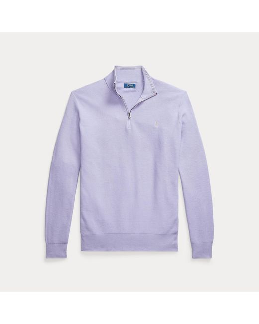 Polo Ralph Lauren Purple Mesh-Knit Cotton Quarter-Zip Jumper for men