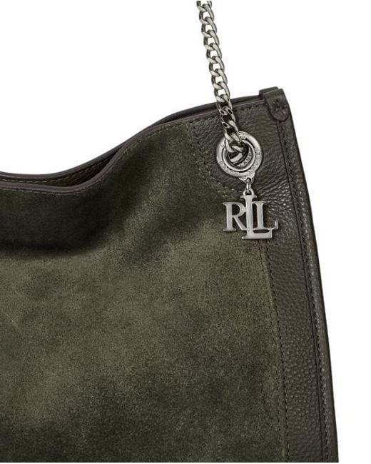 Ralph Lauren Bradley Medium Suède-Leren Draagtas in het White