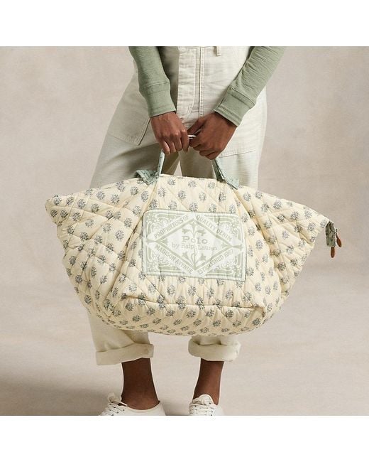Polo Ralph Lauren Metallic Quilted Floral Cotton Extra-large Tote