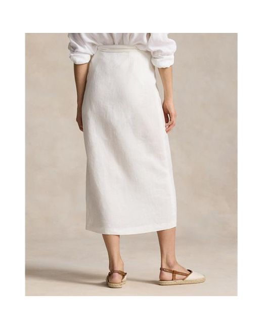 Falda de lino cruzada Polo Ralph Lauren de color Natural