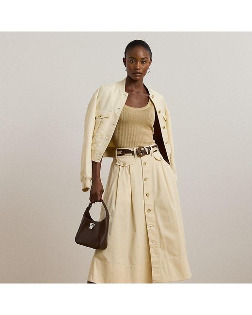 Ralph Lauren Natural Ralph Lauren Button-Front Micro-Sanded Twill Skirt
