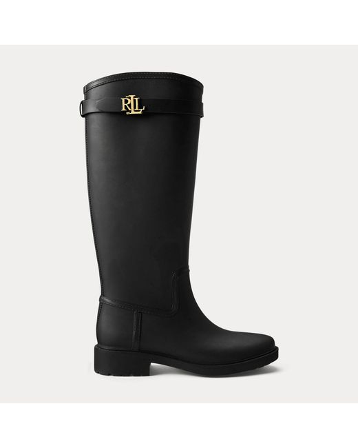 Ralph Lauren Black Portiah Tall Rubber Rain Boot
