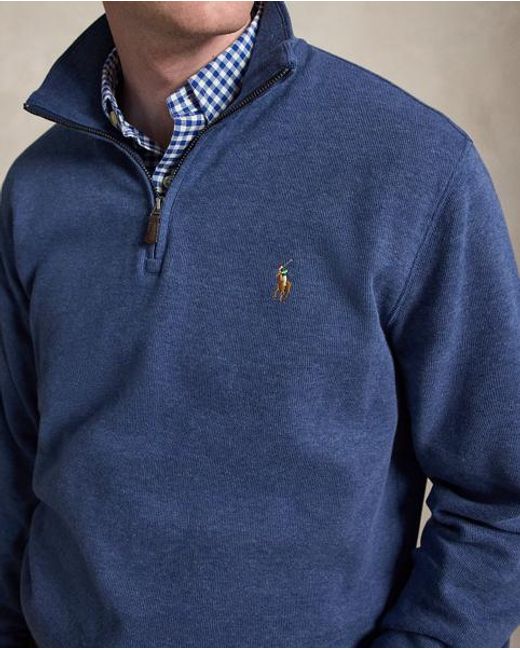 Polo Ralph Lauren Blue Estate-Rib Quarter-Zip Pullover for men