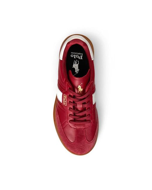 Sneaker Heritage Aera in camoscio di Polo Ralph Lauren in Red