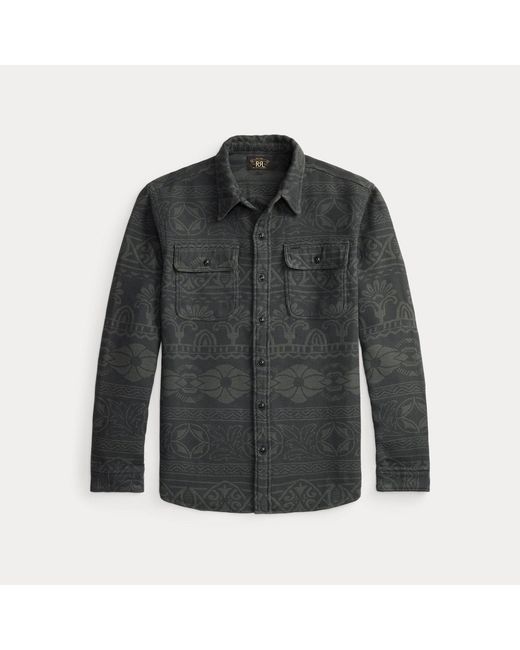 RRL Black Jacquard Workshirt for men