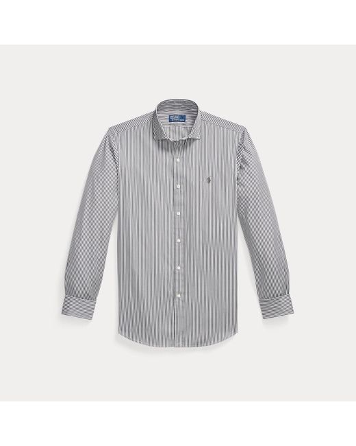 Polo Ralph Lauren Gray Custom Fit Striped Poplin Shirt for men