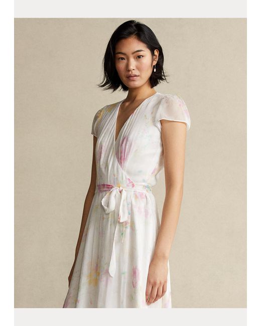 Polo Ralph Lauren Floral Crinkle Wrap Dress - Size 14 | Lyst UK