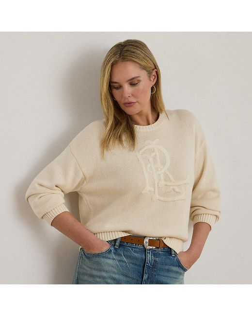 Ralph Lauren Natural Ralph Lauren Embroidered-Logo Combed Cotton Sweater