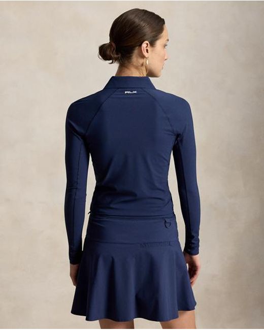 Ralph Lauren Blue Slim Fit Performance Long-Sleeve Polo