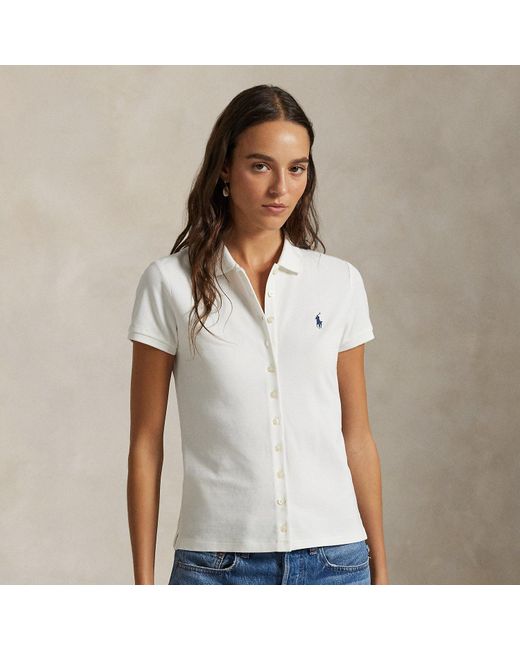 Polo Ralph Lauren Gray Buttoned-Placket Polo Shirt