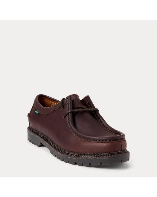 Polo Ralph Lauren Brown Jett Lug-Sole Leather Moc-Toe Shoe for men