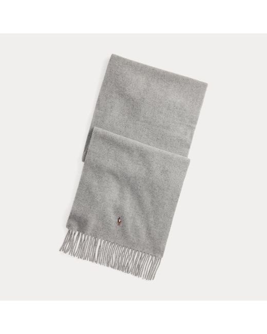 Polo Ralph Lauren Gray Fringe Virgin Wool Scarf for men