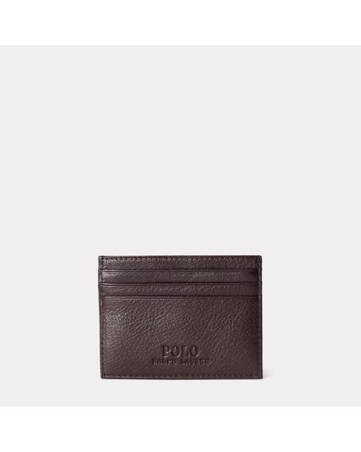Polo Ralph Lauren Brown Pebbled Leather Card Case for men