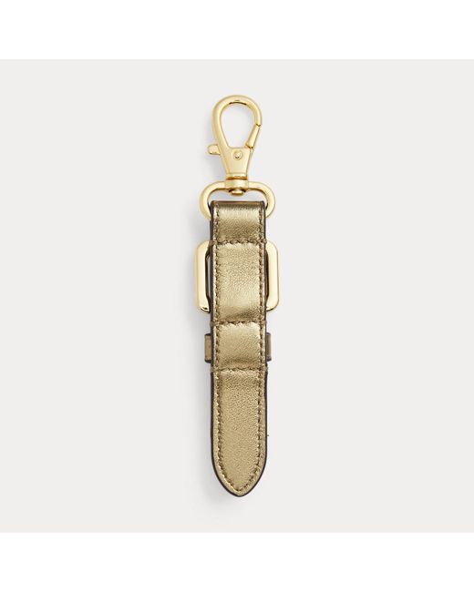 Ralph Lauren Logo Charm Metallic Leather Key Fob | Lyst UK
