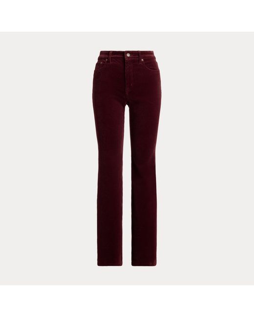 Ralph Lauren Red High-Rise Corduroy Flare Trousers