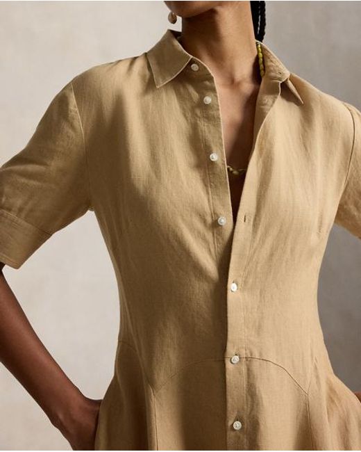Polo Ralph Lauren Natural Linen Panelled Shirtdress