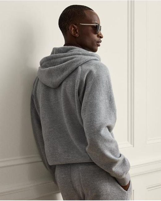 Ralph Lauren Gray Relaxed Fit Wool-Cashmere Terry Hoodie for men