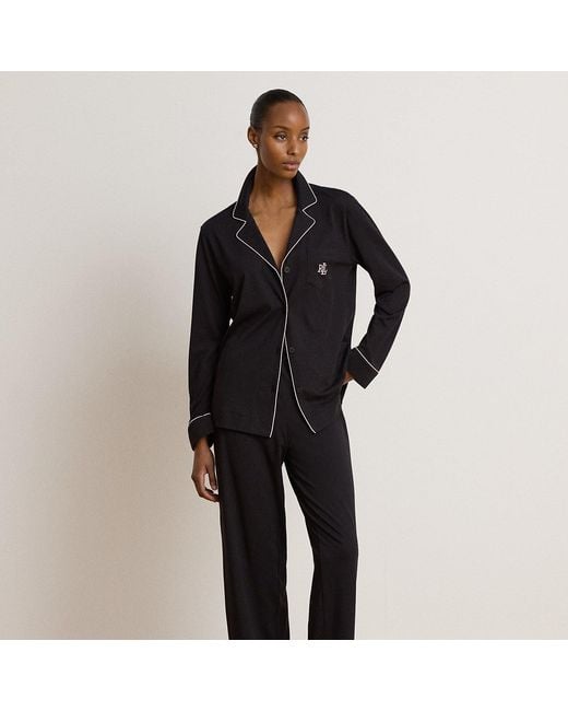Ralph Lauren Black Cotton-Modal Jersey Sleep Set