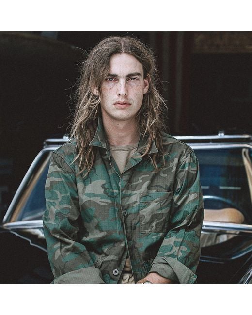 RRL Green Camo Ripstop Overshirt for men