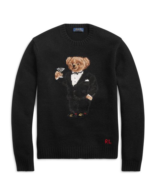 Polo Ralph Lauren Black Martini Bear Wool Jumper for men