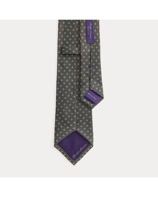 Ralph Lauren Gray Geometric-Print Cashmere-Silk Tie for men