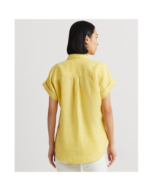 Lauren by Ralph Lauren Yellow Ralph Lauren Relaxed Fit Linen Short-sleeve Shirt