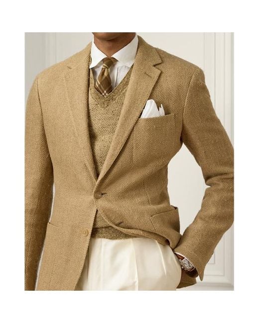 Ralph Lauren Purple Label Brown Hadley Hand-tailored Linen-blend Jacket for men