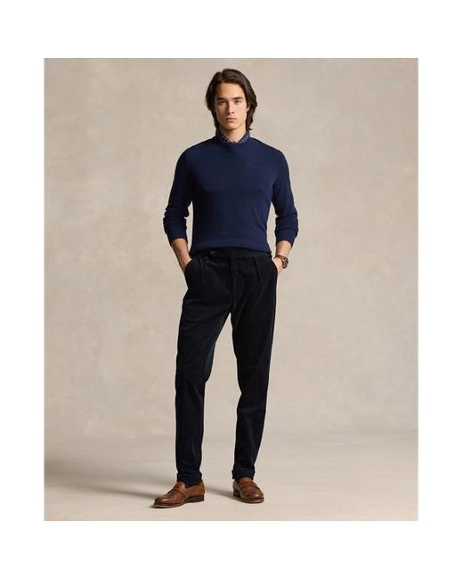 Ralph Lauren Blue Pleated Stretch Corduroy Suit Trouser for men