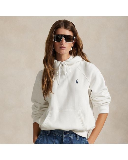 Polo Ralph Lauren White Shrunken Fit Fleece Hoodie