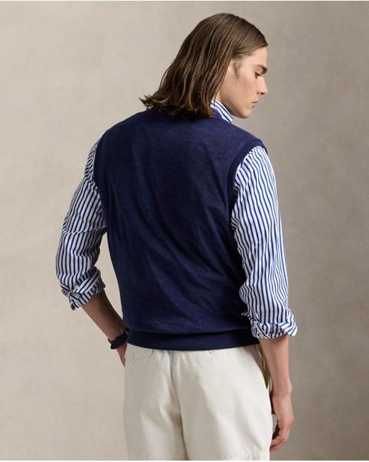 Polo Ralph Lauren Bestickte Weste Aus Frottee in Blue für Herren