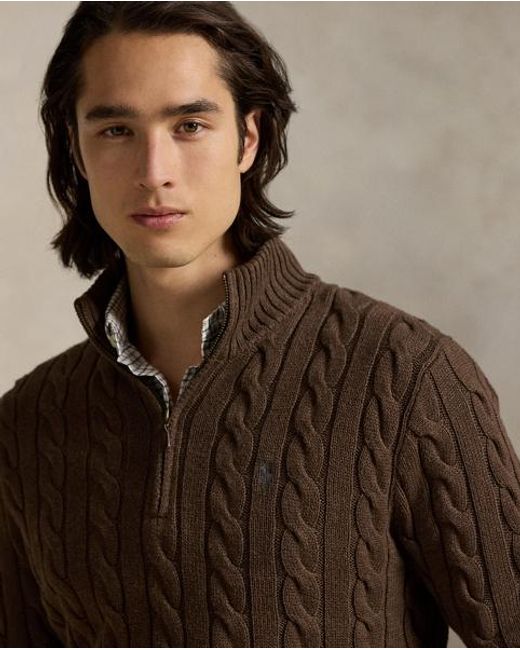 Polo Ralph Lauren Baumwollpullover Mit Zopfmuster in Brown für Herren
