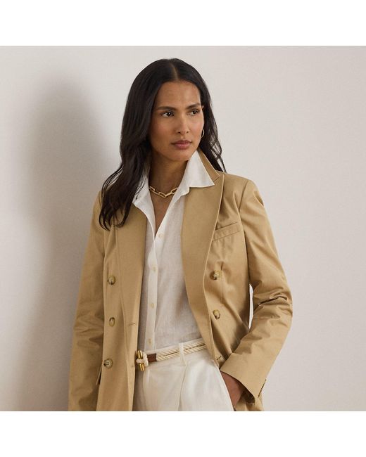 Ralph Lauren Natural Double-Breasted Cotton Twill Blazer