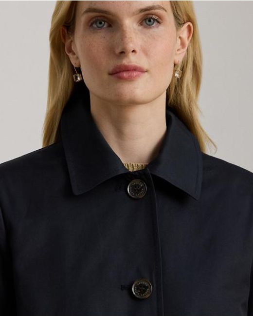 Ralph Lauren Black Hooded Cotton-blend Balmacaan Coat