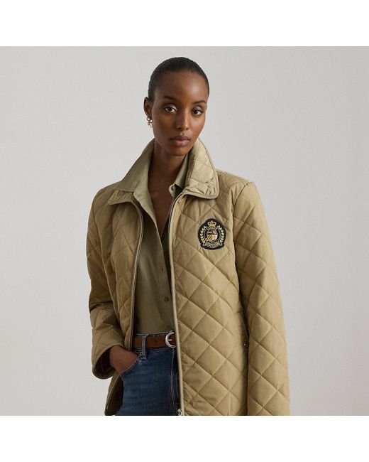 Ralph Lauren Green Crest-Patch Diamond-Quilted Jacket