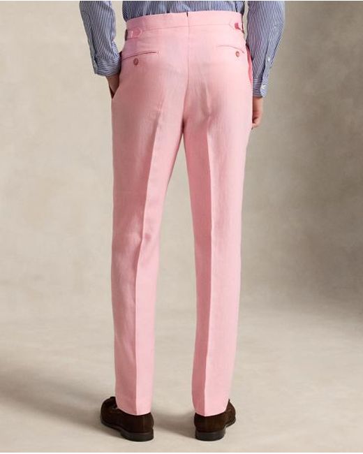 Polo Ralph Lauren Pink Pleated Linen Suit Trouser for men