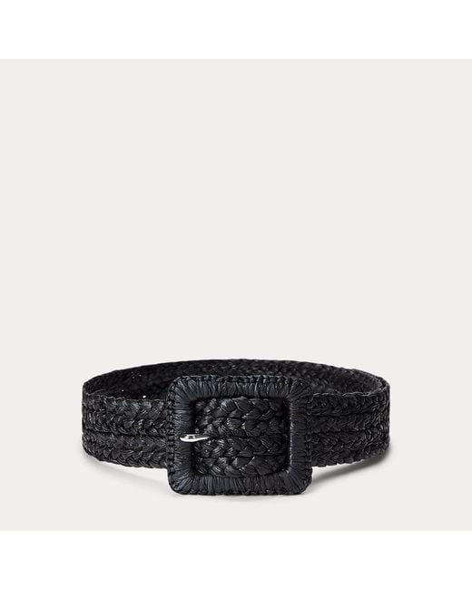 Cinturón Ancho De Rafia Ralph Lauren de color Black