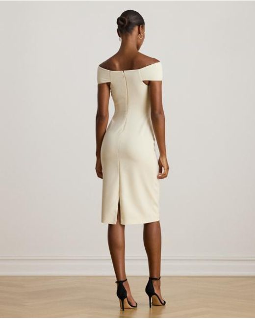 Ralph Lauren Natural Twist-Front Crepe Cocktail Dress
