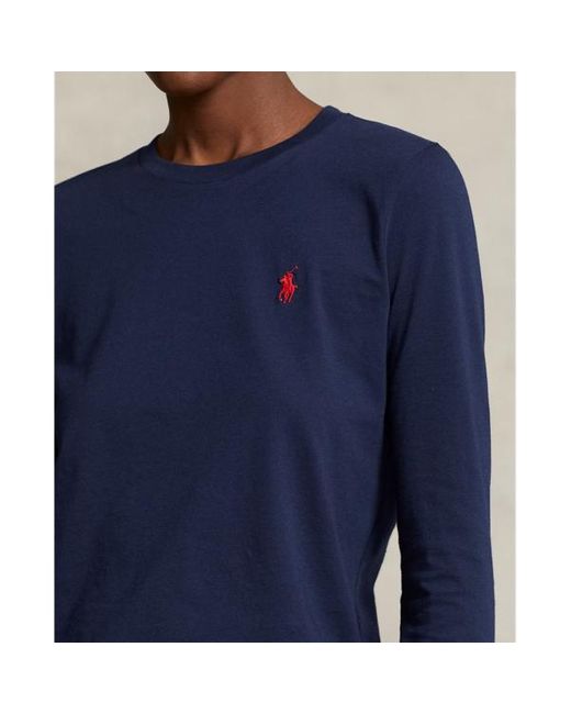 Polo Ralph Lauren Blue Long-sleeve Jersey Crewneck T-shirt