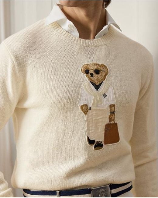 Ralph Lauren Natural Polo Bear Silk-Linen Jumper for men