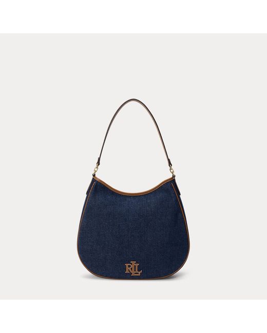 Ralph Lauren Blue Denim Large Adley Shoulder Bag