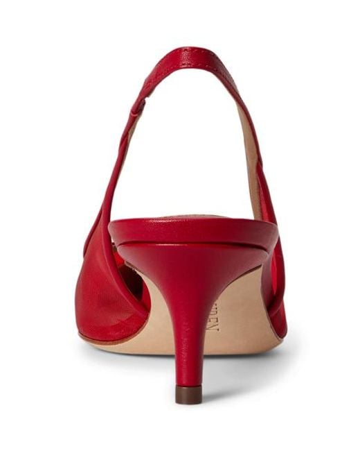 Ralph Lauren Red Lolah Ii Mesh & Nappa Slingback Pump