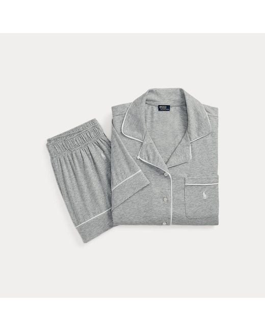 Polo Ralph Lauren Brown Kurzärmliger Jersey-Pyjama Mit Paspeln