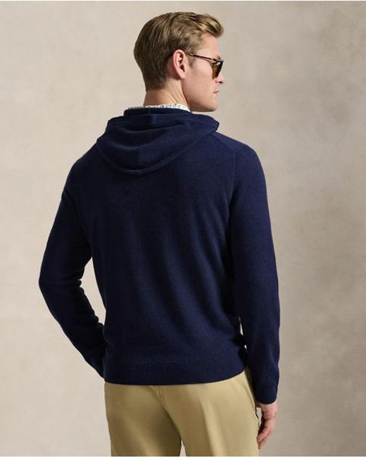 Ralph Lauren Blue Washable Cashmere Hooded Jumper for men