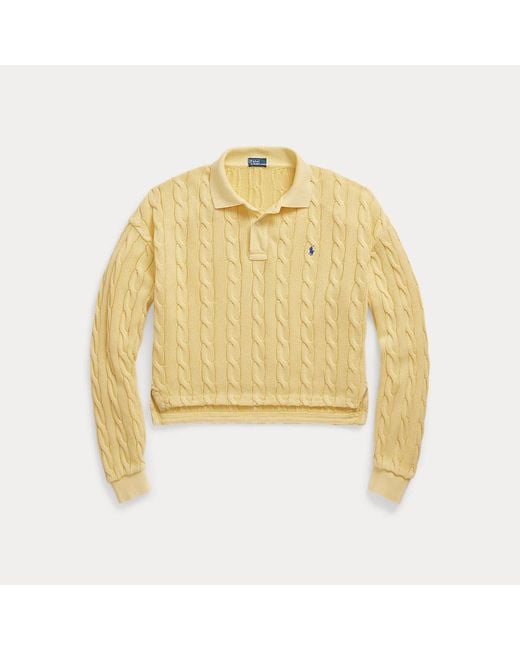 Polo Ralph Lauren Yellow Cable Cotton Long-sleeve Polo Shirt