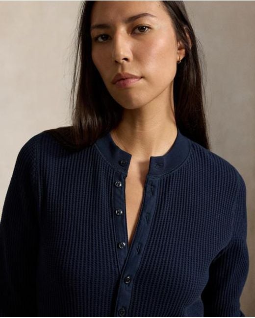 Polo Ralph Lauren Blue Waffle-Knit Cotton Dress