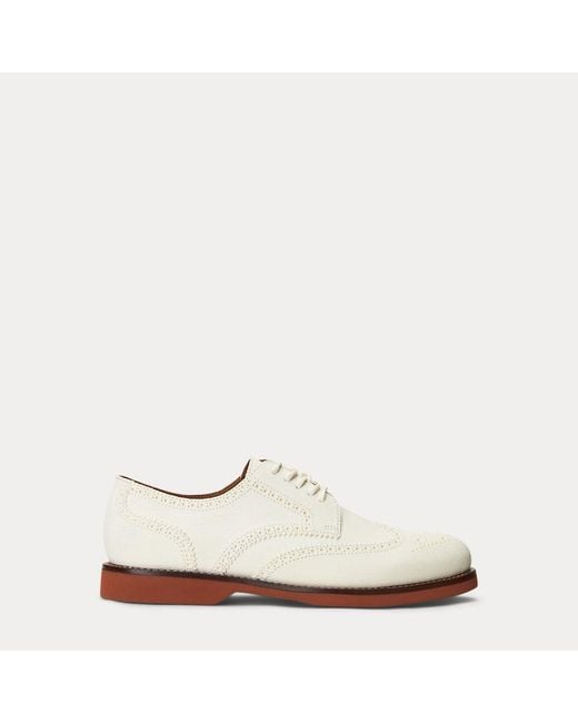 Polo Ralph Lauren Rhett Suede Wingtip Shoe in White for Men Lyst UK